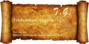 Tonhauser Gyula névjegykártya